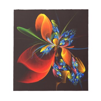 Blue Orange Floral Modern Abstract Art Pattern #03 Notepad by OniArts at Zazzle