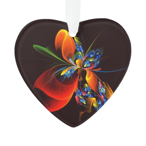 Blue Orange Floral Modern Abstract Art Pattern #03 Ornament