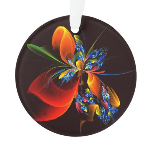Blue Orange Floral Modern Abstract Art Pattern #03 Ornament