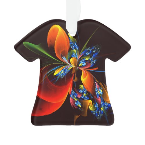 Blue Orange Floral Modern Abstract Art Pattern #03 Ornament