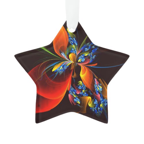 Blue Orange Floral Modern Abstract Art Pattern #03 Ornament