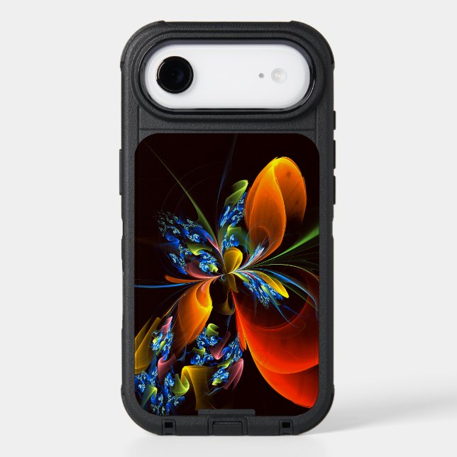 Blue Orange Floral Modern Abstract Art Pattern #03 Otterbox iPhone Case (Back)