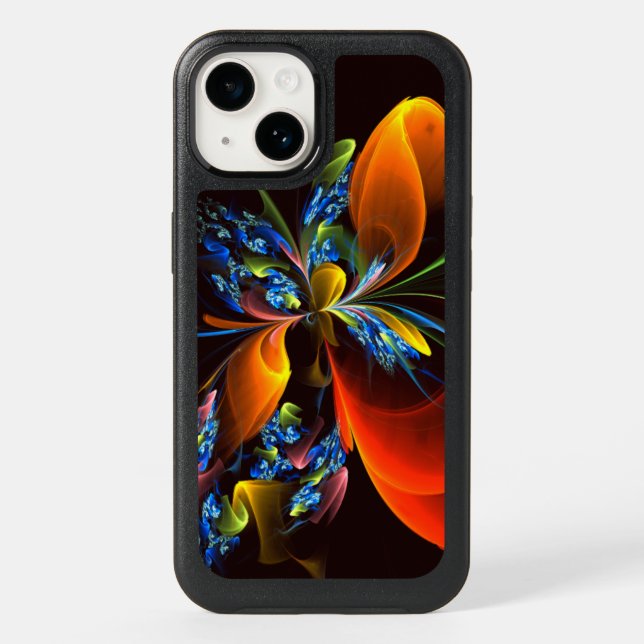 Blue Orange Floral Modern Abstract Art Pattern #03 Otterbox iPhone Case (Back)