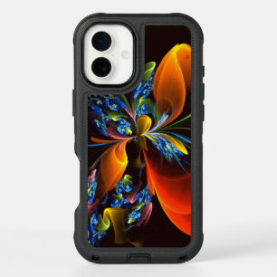 Blue Orange Floral Modern Abstract Art Pattern #03 iPhone 16 Plus Case