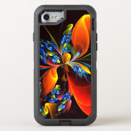 Blue Orange Floral Modern Abstract Art Pattern #03 OtterBox Defender iPhone SE/8/7 Case