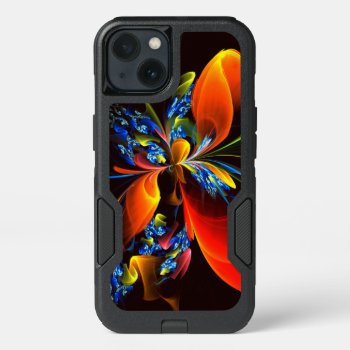 Blue Orange Floral Modern Abstract Art Pattern #03 Iphone 13 Case by OniArts at Zazzle