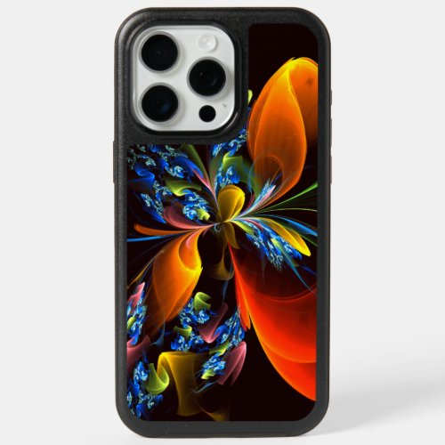 Blue Orange Floral Modern Abstract Art Pattern 03 iPhone 15 Pro Max Case
