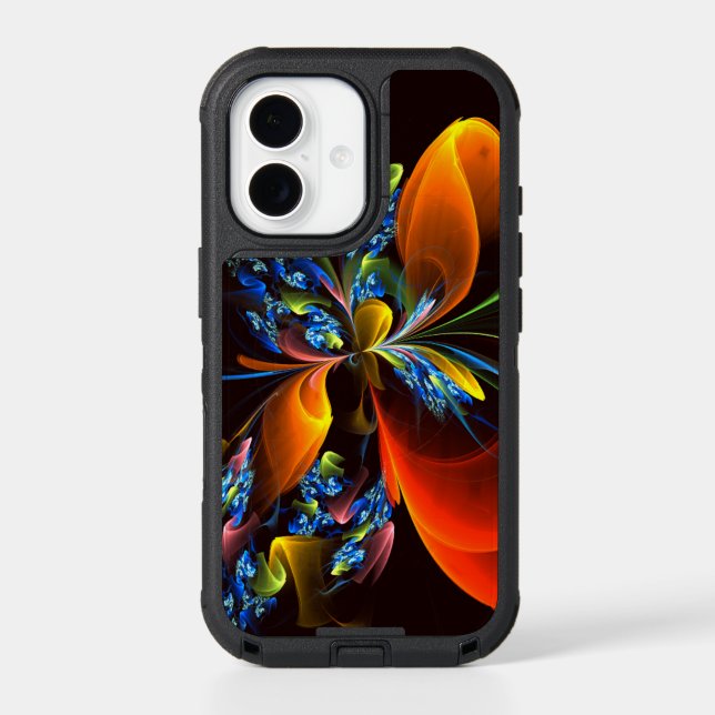 Blue Orange Floral Modern Abstract Art Pattern #03 Otterbox iPhone Case (Back)