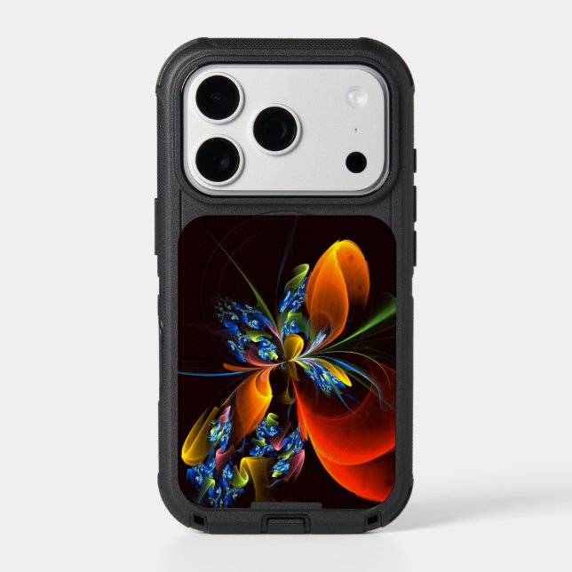 Blue Orange Floral Modern Abstract Art Pattern #03 Otterbox iPhone Case (Back)