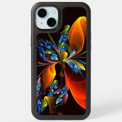 Blue Orange Floral Modern Abstract Art Pattern 03 iPhone 15 Plus Case
