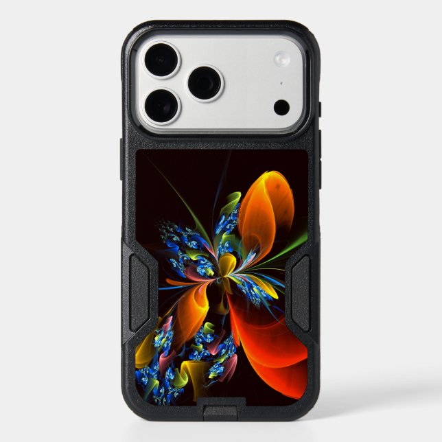 Blue Orange Floral Modern Abstract Art Pattern #03 Otterbox iPhone Case (Back)