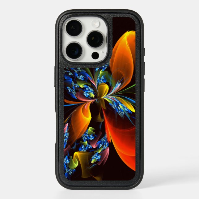 Blue Orange Floral Modern Abstract Art Pattern #03 Otterbox iPhone Case (Back)