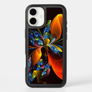 Blue Orange Floral Modern Abstract Art Pattern #03 iPhone 16 Plus Case