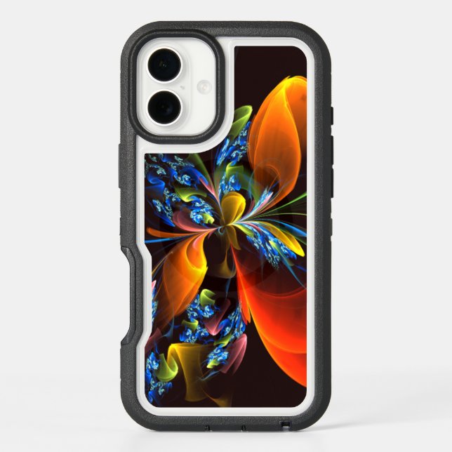 Blue Orange Floral Modern Abstract Art Pattern #03 Otterbox iPhone Case (Back)