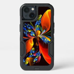 Blue Orange Floral Modern Abstract Art Pattern #03 iPhone 13 Case