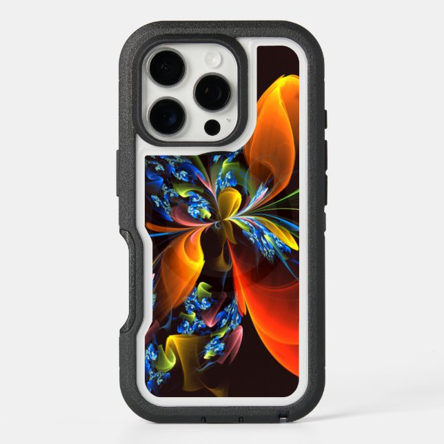 Blue Orange Floral Modern Abstract Art Pattern #03 Otterbox iPhone Case (Back)