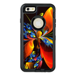 Blue Orange Floral Modern Abstract Art Pattern #03 OtterBox Defender iPhone Case