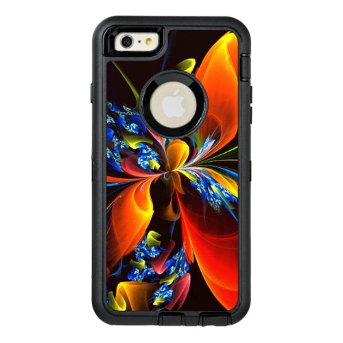 Blue Orange Floral Modern Abstract Art Pattern 03 OtterBox Defender iPhone Case
