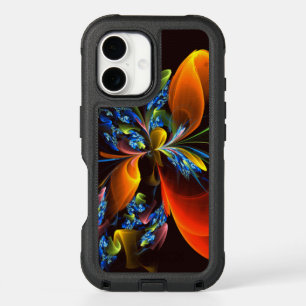 Blue Orange Floral Modern Abstract Art Pattern #03 iPhone 16 Case
