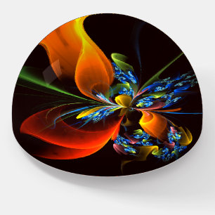 Blue Orange Floral Modern Abstract Art Pattern #03 Paperweight