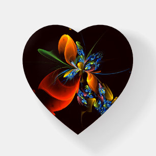 Blue Orange Floral Modern Abstract Art Pattern #03 Paperweight