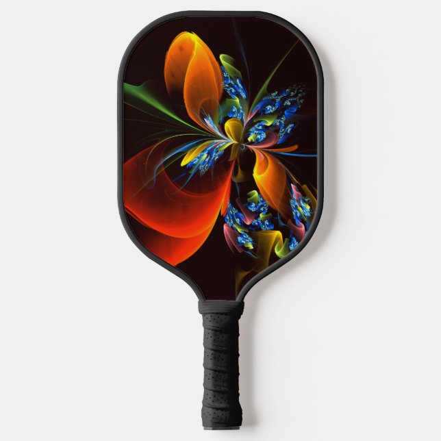 Blue Orange Floral Modern Abstract Art Pattern #03 Pickleball Paddle (Front)