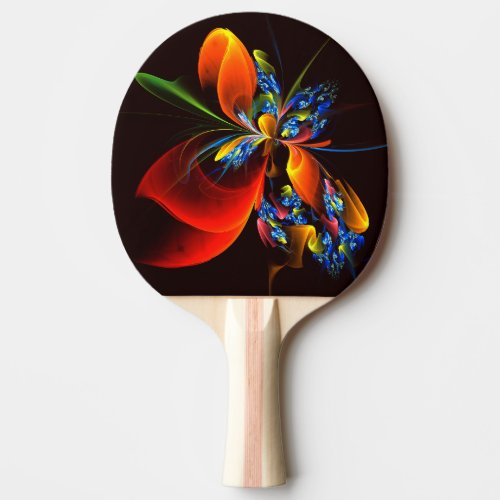 Blue Orange Floral Modern Abstract Art Pattern 03 Ping Pong Paddle