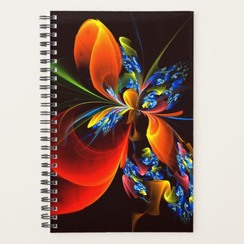 Blue Orange Floral Modern Abstract Art Pattern 03 Planner