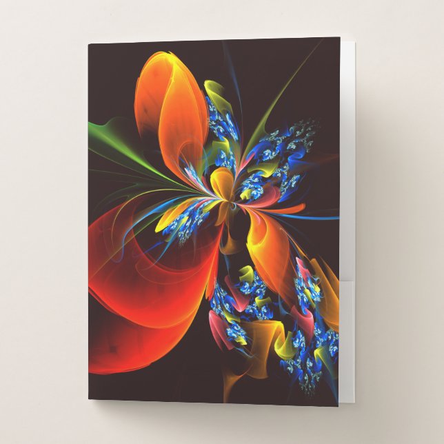 Blue Orange Floral Modern Abstract Art Pattern #03 Pocket Folder (Front)
