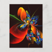 Blue Orange Floral Modern Abstract Art Pattern #03