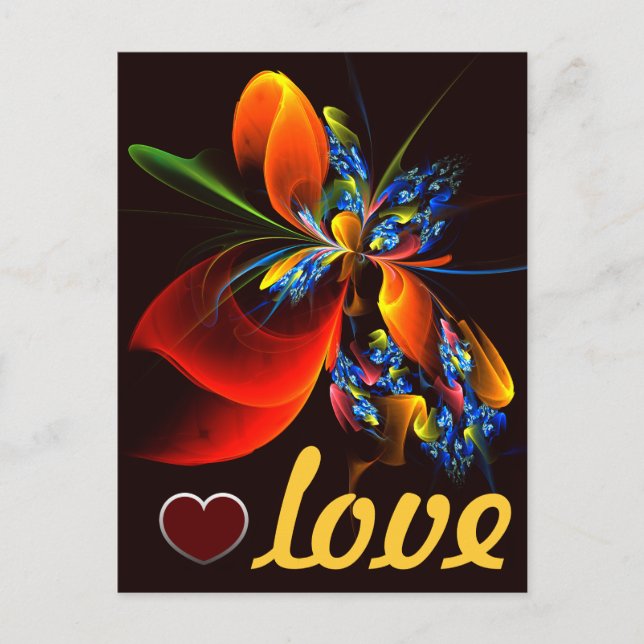 Blue Orange Floral Modern Abstract Art Pattern #03 Postcard (Front)