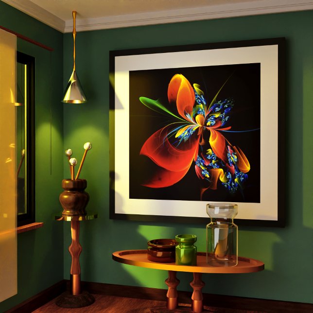 Blue Orange Floral Modern Abstract Art Pattern #03 Poster (Blue Orange Floral Modern Abstract Art Pattern #03 Poster)