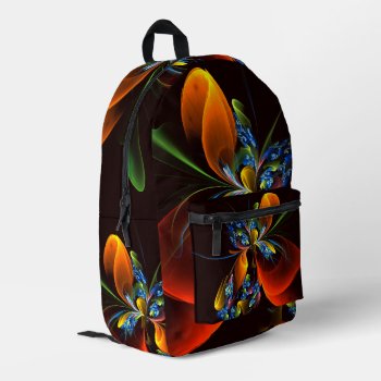 Blue Orange Floral Modern Abstract Art Pattern #03 Printed Backpack by OniArts at Zazzle