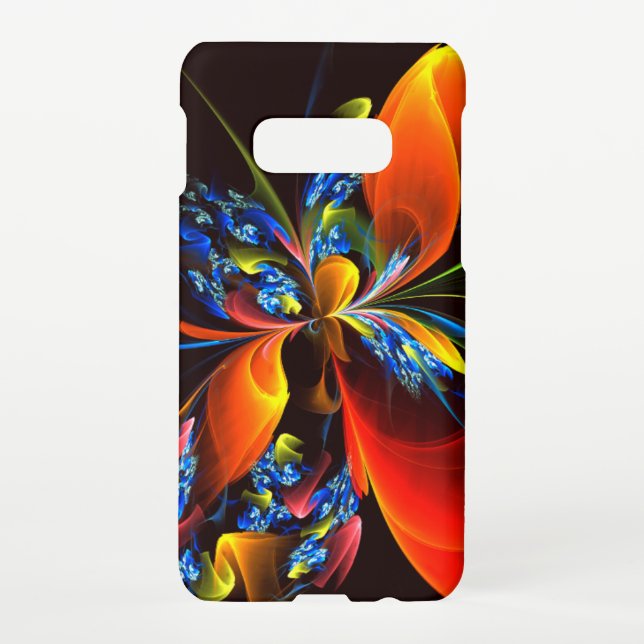 Blue Orange Floral Modern Abstract Art Pattern #03 Samsung Galaxy Case (Back)