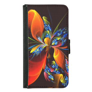 Blue Orange Floral Modern Abstract Art Pattern #03 Samsung Galaxy S5 Wallet Case