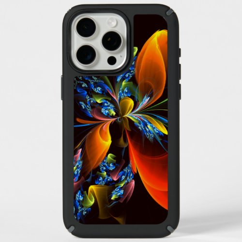 Blue Orange Floral Modern Abstract Art Pattern 03 iPhone 15 Pro Max Case