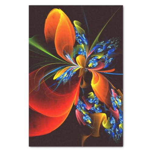 Blue Orange Floral Modern Abstract Art Pattern 03 Tissue Paper