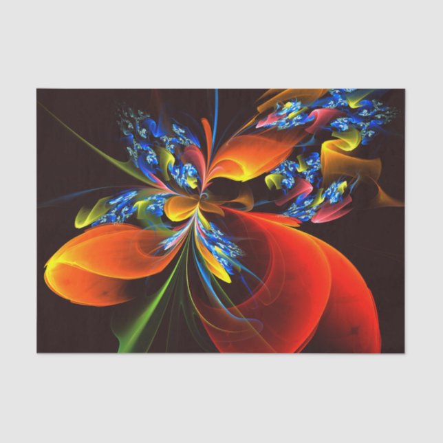 Blue Orange Floral Modern Abstract Art Pattern #03 Tissue Paper (Front)