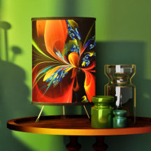 Blue Orange Floral Modern Abstract Art Pattern #03