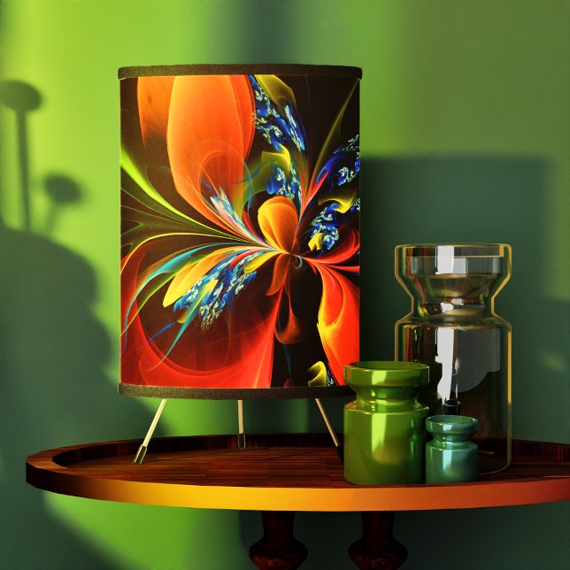 Blue Orange Floral Modern Abstract Art Pattern #03 Tripod Lamp (Blue Orange Floral Modern Abstract Art Pattern #03 Tripod Lamp)