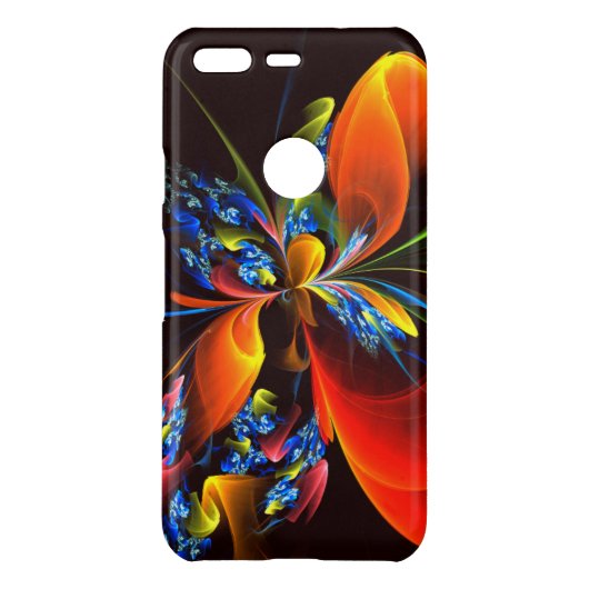 Blue Orange Floral Modern Abstract Art Pattern #03 Uncommon Google Pixel Case (Back)