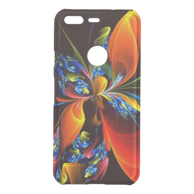 Blue Orange Floral Modern Abstract Art Pattern #03 Uncommon Google Pixel Case (Back)