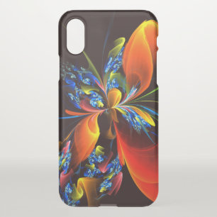 Blue Orange Floral Modern Abstract Art Pattern #03 iPhone X Case