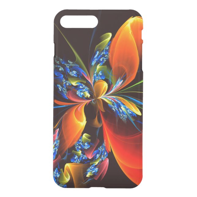 Blue Orange Floral Modern Abstract Art Pattern #03 Uncommon iPhone Case (Back)