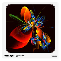 Blue Orange Floral Modern Abstract Art Pattern #03 Wall Decal