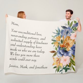 Blue Orange Floral Mother Mom We Love You 