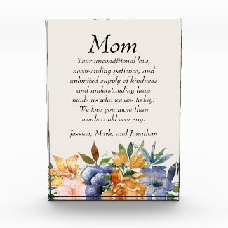 Blue Orange Floral Mother Mom We Love You 