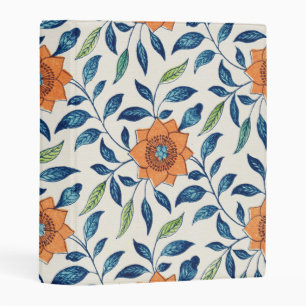 Blue & Orange Floral Pattern Mini Binder