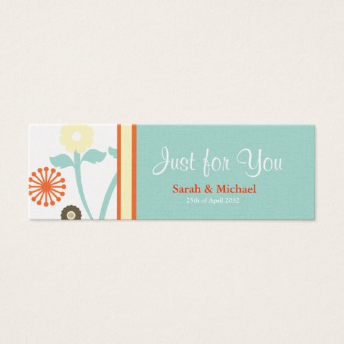 Blue &amp; Orange floral Wedding favor Gift tag 2 Business Card Template