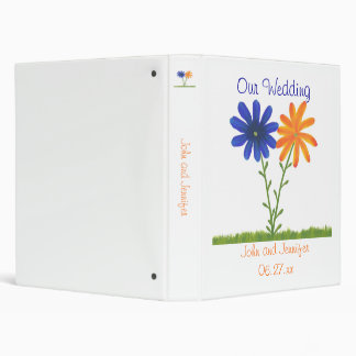 Blue & Orange Flowers Wedding Keepsake Binders